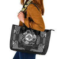 Personalized Merionethshire Meirionnydd Leather Tote Bag Black Wolf Celtic-inspired - Wonder Print Shop