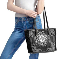 Personalized Merionethshire Meirionnydd Leather Tote Bag Black Wolf Celtic-inspired - Wonder Print Shop