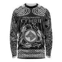 Personalized Merionethshire Meirionnydd Long Sleeve Shirt Black Wolf Celtic-inspired - Wonder Print Shop