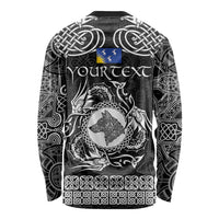 Personalized Merionethshire Meirionnydd Long Sleeve Shirt Black Wolf Celtic-inspired - Wonder Print Shop
