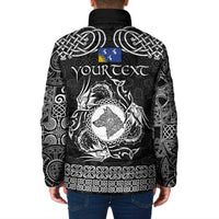 Personalized Merionethshire Meirionnydd Padded Jacket Black Wolf Celtic-inspired - Wonder Print Shop