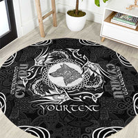 Personalized Merionethshire Meirionnydd Round Carpet Black Wolf Celtic-inspired - Wonder Print Shop