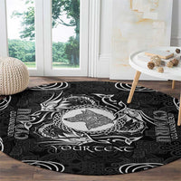 Personalized Merionethshire Meirionnydd Round Carpet Black Wolf Celtic-inspired - Wonder Print Shop