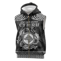 Personalized Merionethshire Meirionnydd Sleeveless Zip Hoodie Black Wolf Celtic-inspired - Wonder Print Shop