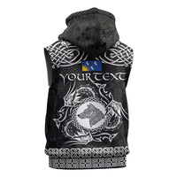 Personalized Merionethshire Meirionnydd Sleeveless Zip Hoodie Black Wolf Celtic-inspired - Wonder Print Shop