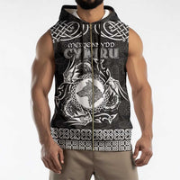 Personalized Merionethshire Meirionnydd Sleeveless Zip Hoodie Black Wolf Celtic-inspired - Wonder Print Shop