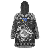 Personalized Merionethshire Meirionnydd Wearable Blanket Hoodie Black Wolf Celtic-inspired - Wonder Print Shop