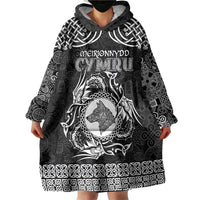 Personalized Merionethshire Meirionnydd Wearable Blanket Hoodie Black Wolf Celtic-inspired - Wonder Print Shop