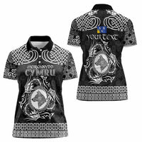 Personalized Merionethshire Meirionnydd Women Polo Shirt Black Wolf Celtic-inspired - Wonder Print Shop
