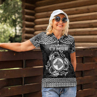 Personalized Merionethshire Meirionnydd Women Polo Shirt Black Wolf Celtic-inspired - Wonder Print Shop