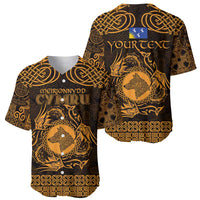 Personalized Merionethshire Meirionnydd Baseball Jersey Gold Wolf Celtic-inspired - Wonder Print Shop