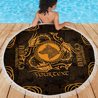 Personalized Merionethshire Meirionnydd Beach Blanket Gold Wolf Celtic-inspired - Wonder Print Shop