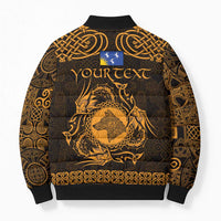Personalized Merionethshire Meirionnydd Bomber Puffer Jacket Gold Wolf Celtic-inspired - Wonder Print Shop