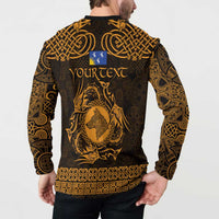 Personalized Merionethshire Meirionnydd Button Sweatshirt Gold Wolf Celtic-inspired - Wonder Print Shop