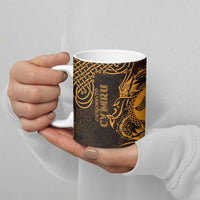 Personalized Merionethshire Meirionnydd Ceramic Mug Gold Wolf Celtic-inspired - Wonder Print Shop