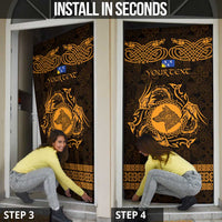 Personalized Merionethshire Meirionnydd Door Cover Gold Wolf Celtic-inspired - Wonder Print Shop