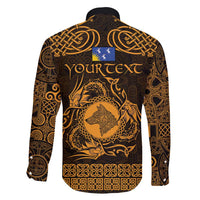 Personalized Merionethshire Meirionnydd Family Matching Puletasi and Hawaiian Shirt Gold Wolf Celtic-inspired - Wonder Print Shop