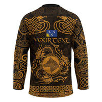Personalized Merionethshire Meirionnydd Hockey Jersey Gold Wolf Celtic-inspired - Wonder Print Shop