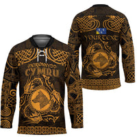 Personalized Merionethshire Meirionnydd Hockey Jersey Gold Wolf Celtic-inspired - Wonder Print Shop