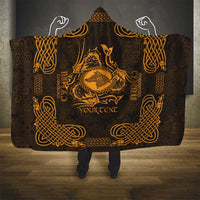 Personalized Merionethshire Meirionnydd Hooded Blanket Gold Wolf Celtic-inspired - Wonder Print Shop