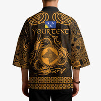 Personalized Merionethshire Meirionnydd Kimono Gold Wolf Celtic-inspired - Wonder Print Shop