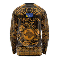 Personalized Merionethshire Meirionnydd Long Sleeve Shirt Gold Wolf Celtic-inspired - Wonder Print Shop