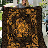 Personalized Merionethshire Meirionnydd Quilt Gold Wolf Celtic-inspired - Wonder Print Shop