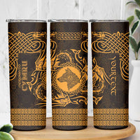 Personalized Merionethshire Meirionnydd Skinny Tumbler Gold Wolf Celtic-inspired - Wonder Print Shop