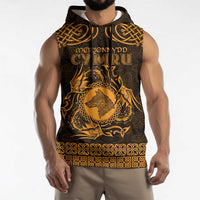 Personalized Merionethshire Meirionnydd Sleeveless Hoodie Gold Wolf Celtic-inspired - Wonder Print Shop