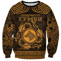 Personalized Merionethshire Meirionnydd Sweatshirt Gold Wolf Celtic-inspired - Wonder Print Shop