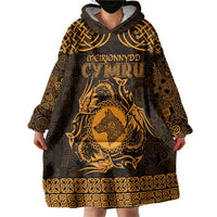 Personalized Merionethshire Meirionnydd Wearable Blanket Hoodie Gold Wolf Celtic-inspired - Wonder Print Shop