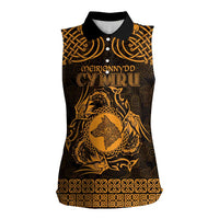 Personalized Merionethshire Meirionnydd Women Sleeveless Polo Shirt Gold Wolf Celtic-inspired - Wonder Print Shop