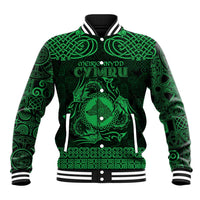 Personalized Merionethshire Meirionnydd Baseball Jacket Green Wolf Celtic-inspired - Wonder Print Shop
