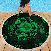 Personalized Merionethshire Meirionnydd Beach Blanket Green Wolf Celtic-inspired - Wonder Print Shop