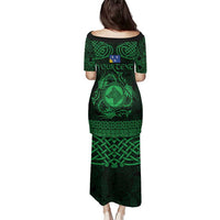 Personalized Merionethshire Meirionnydd Family Matching Puletasi and Hawaiian Shirt Green Wolf Celtic-inspired - Wonder Print Shop