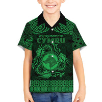Personalized Merionethshire Meirionnydd Family Matching Puletasi and Hawaiian Shirt Green Wolf Celtic-inspired - Wonder Print Shop