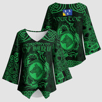 Personalized Merionethshire Meirionnydd Kimono Sleeve Blouse Green Wolf Celtic-inspired - Wonder Print Shop