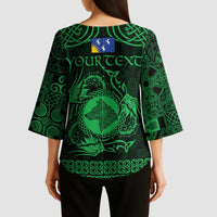 Personalized Merionethshire Meirionnydd Kimono Sleeve Blouse Green Wolf Celtic-inspired - Wonder Print Shop