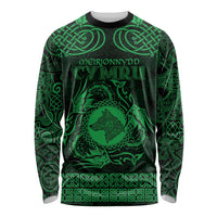Personalized Merionethshire Meirionnydd Long Sleeve Shirt Green Wolf Celtic-inspired - Wonder Print Shop