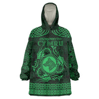 Personalized Merionethshire Meirionnydd Wearable Blanket Hoodie Green Wolf Celtic-inspired - Wonder Print Shop