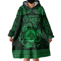 Personalized Merionethshire Meirionnydd Wearable Blanket Hoodie Green Wolf Celtic-inspired - Wonder Print Shop