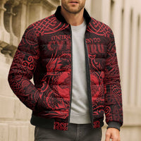 Personalized Merionethshire Meirionnydd Bomber Puffer Jacket Red Wolf Celtic-inspired - Wonder Print Shop