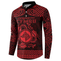 Personalized Merionethshire Meirionnydd Button Sweatshirt Red Wolf Celtic-inspired - Wonder Print Shop