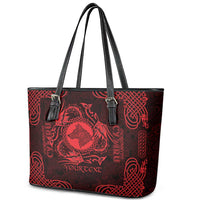 Personalized Merionethshire Meirionnydd Leather Tote Bag Red Wolf Celtic-inspired - Wonder Print Shop