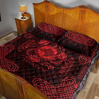 Personalized Merionethshire Meirionnydd Quilt Bed Set Red Wolf Celtic-inspired - Wonder Print Shop
