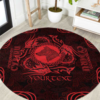 Personalized Merionethshire Meirionnydd Round Carpet Red Wolf Celtic-inspired - Wonder Print Shop