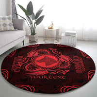 Personalized Merionethshire Meirionnydd Round Carpet Red Wolf Celtic-inspired - Wonder Print Shop