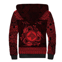 Personalized Merionethshire Meirionnydd Sherpa Hoodie Red Wolf Celtic-inspired - Wonder Print Shop