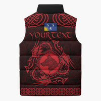 Personalized Merionethshire Meirionnydd Sleeveless Puffer Jacket Red Wolf Celtic-inspired - Wonder Print Shop