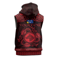 Personalized Merionethshire Meirionnydd Sleeveless Zip Hoodie Red Wolf Celtic-inspired - Wonder Print Shop